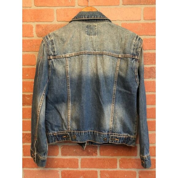 Joie Women's Denim Jacket Button Front Flap Pockets Collared Distressed Small - Picture 3 of 4
